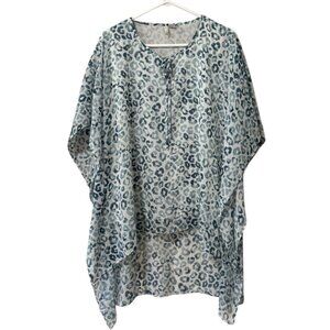 Cato Women Sz Large Tunic Top‎ Shirt Lightweight V Neck Lined Sheer Beach Travel